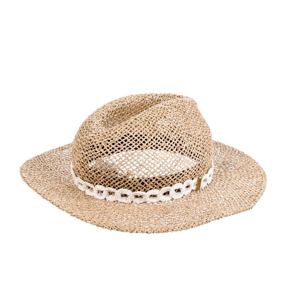 Eugenia Kim Tan Straw Hat with White Trim